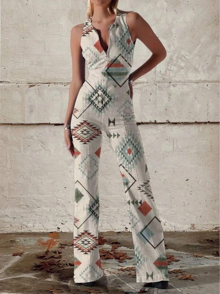 Chic Printed Off-Shoulder Sleeveless Jumpsuit