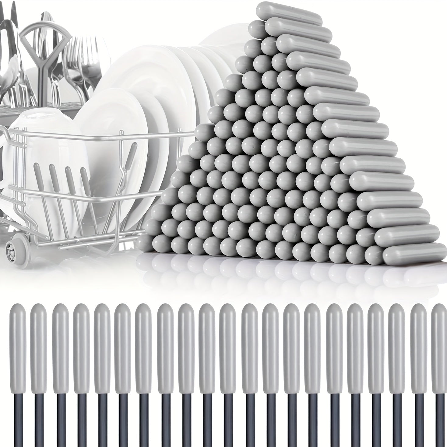 Dishwasher Rack Repair Kit – 100 PVC Tine End Caps, Rust‑Resistant Snap‑Fit Replacement Parts