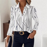Striped Printed Long-sleeve Button-down Collar Shirt