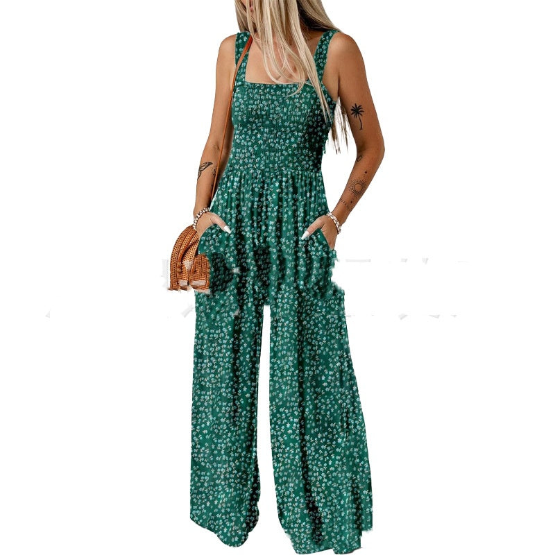 Women's Strappy Loose Printed Jumpsuit