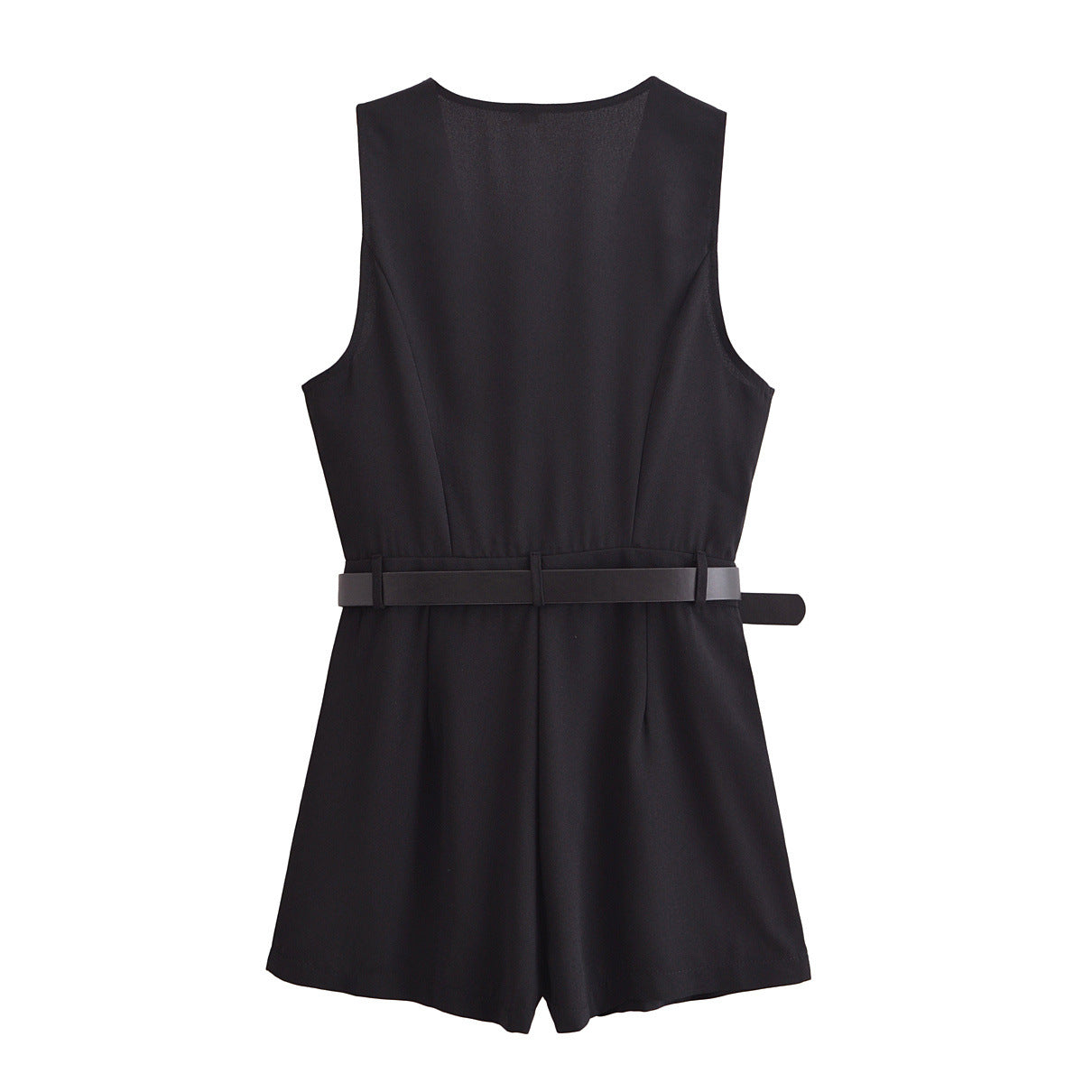V-neck With Belt Short Jumpsuit