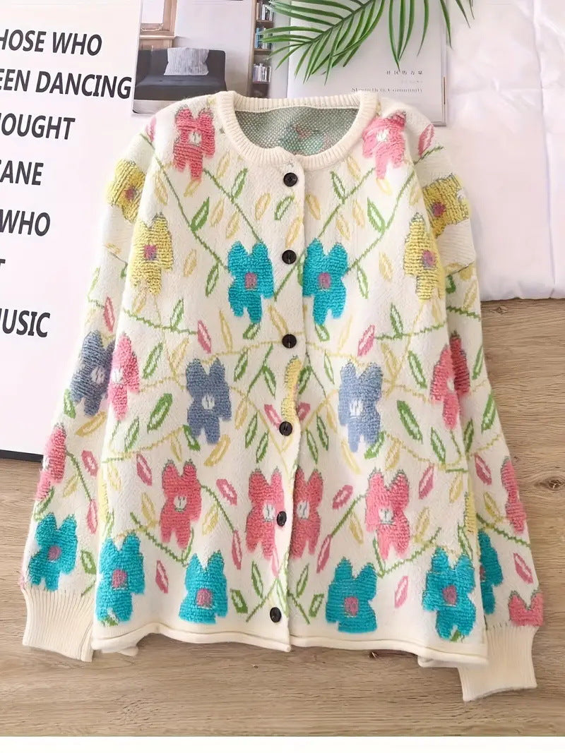 Casual Loose-fit Cozy-style Sweater Coat Versatile for Women