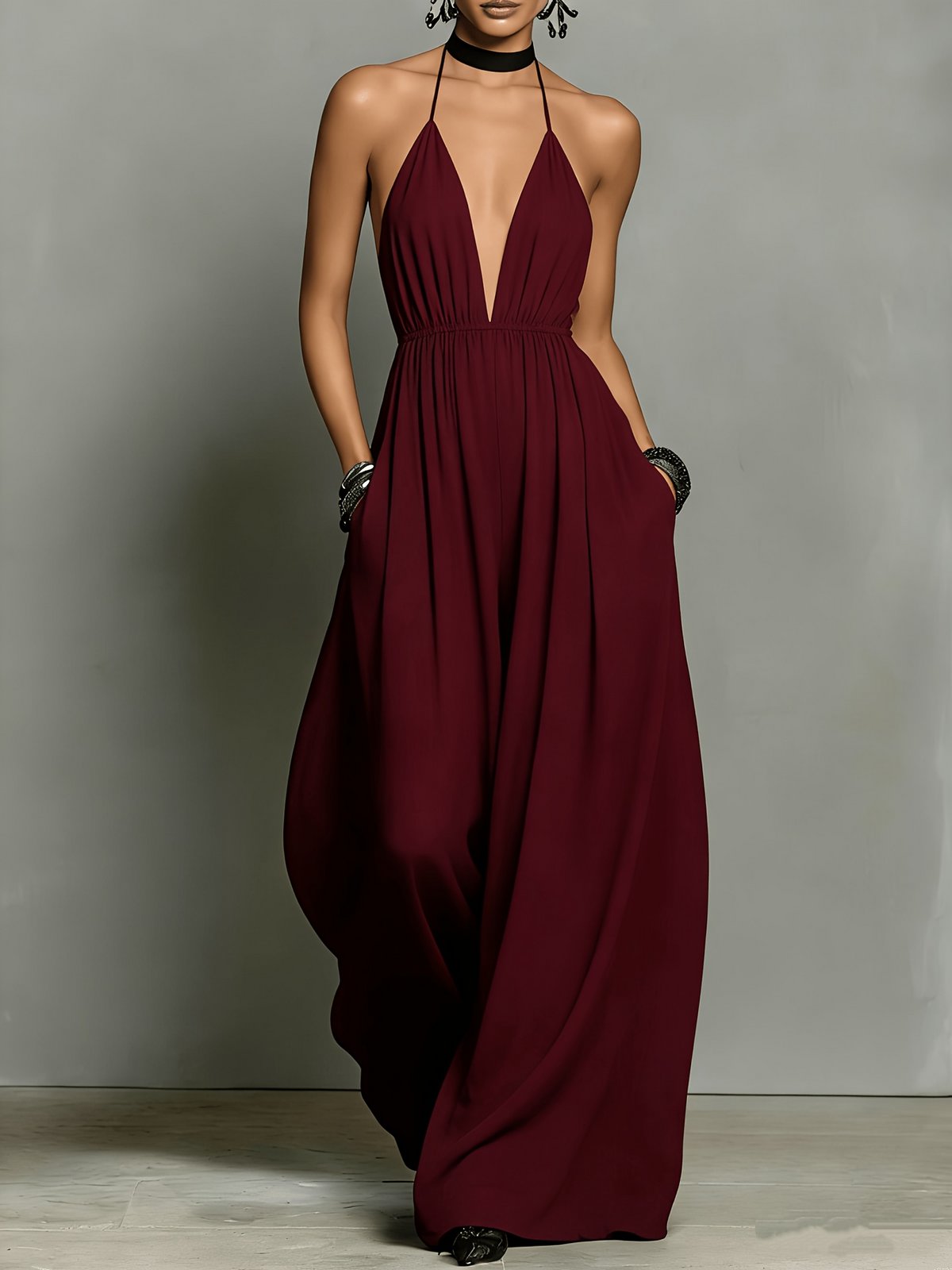 Chic Halter Wide Leg Jumpsuit for Summer Elegance
