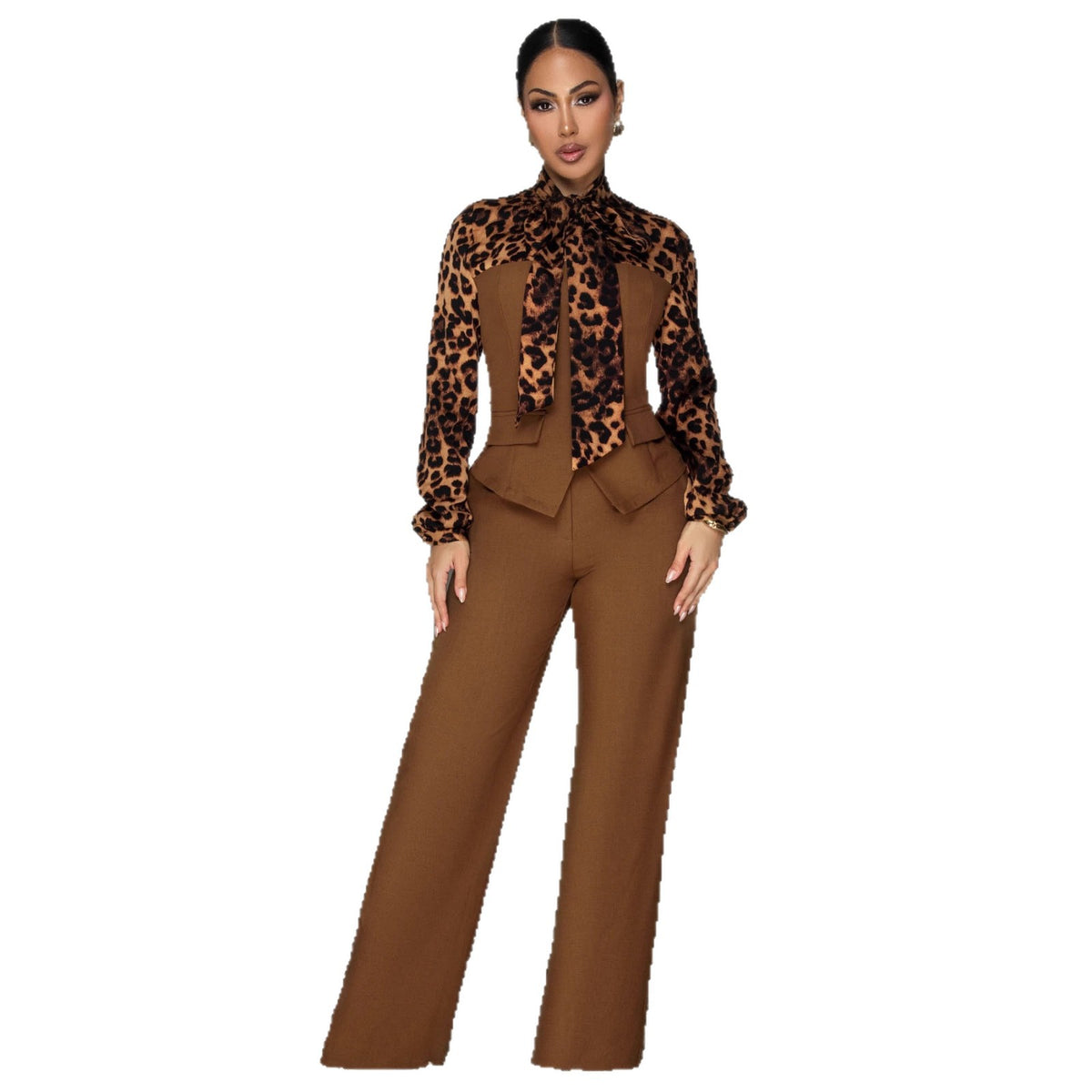 Elegant Lace-Up Wide-Leg Chiffon Jumpsuit