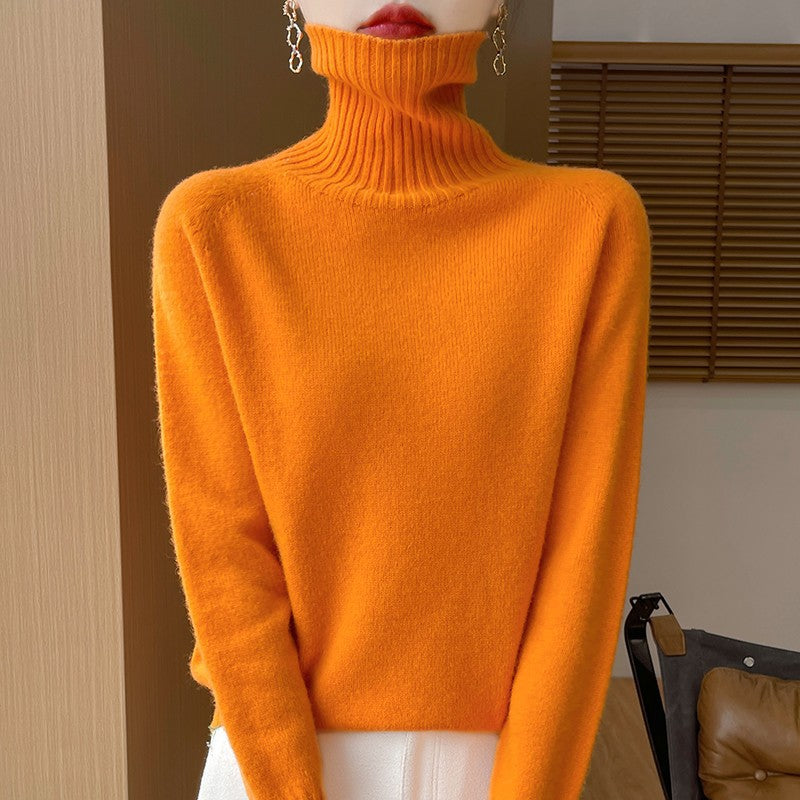 Knitted Sweater Solid-color Long-sleeve Pullover Relaxed-fit Bottoming Top