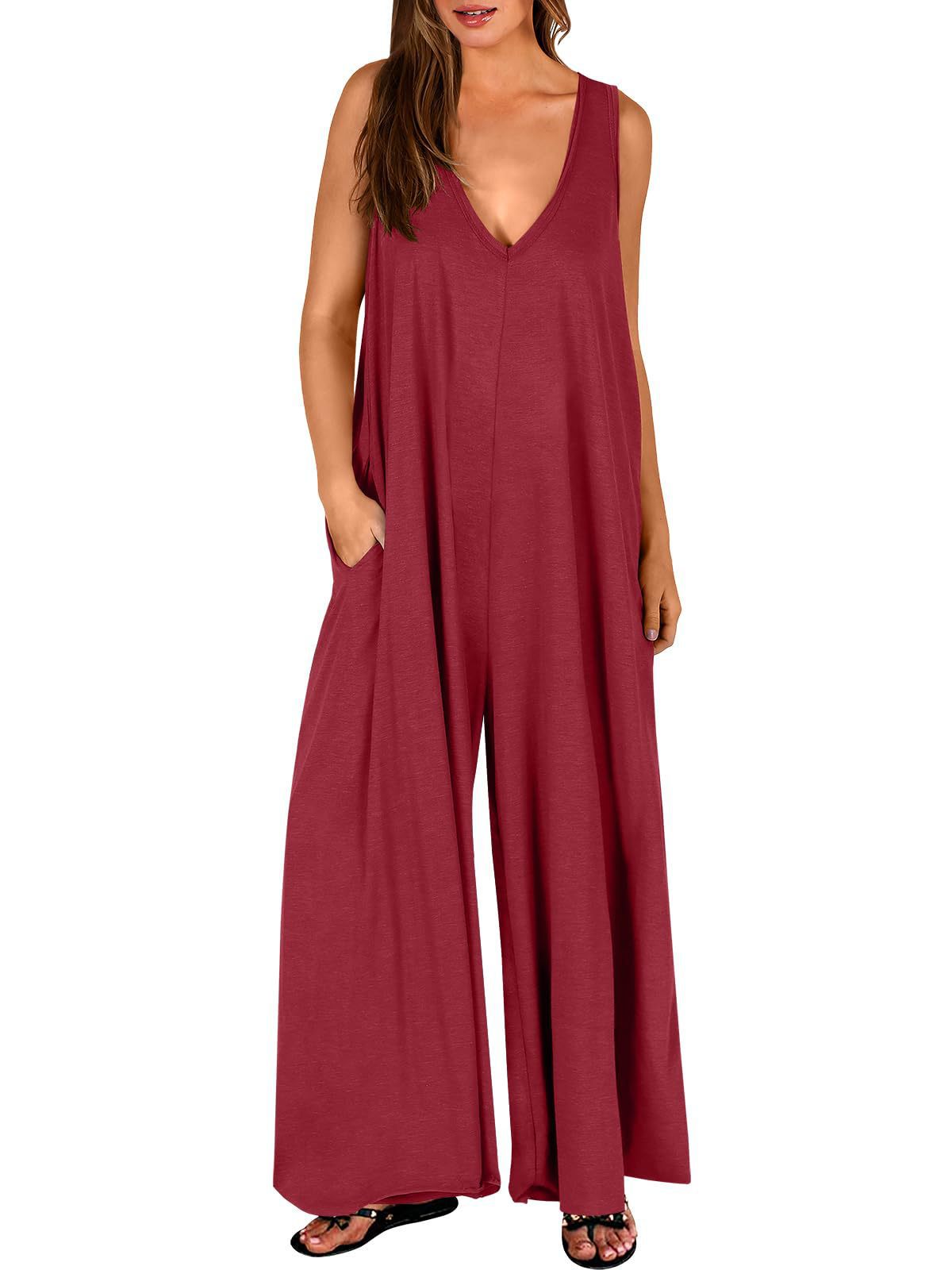 Women's Casual Wide-Leg Pocket Jumpsuit