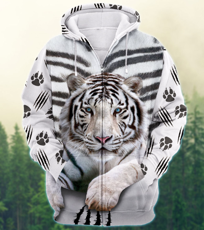 Men Printed Hooded 3D Casual Sweater
