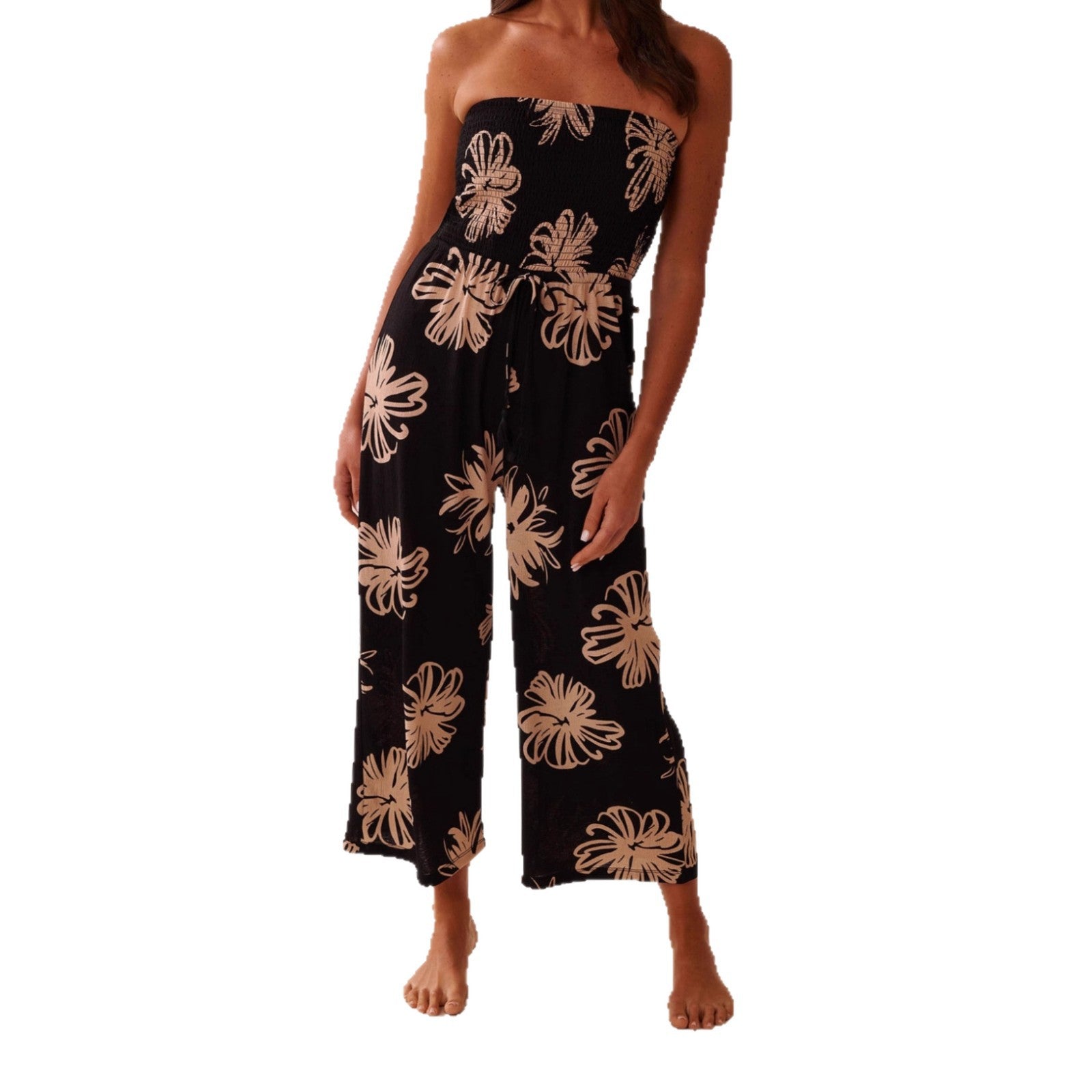 Printed Strapless Casual Jumpsuit For Women