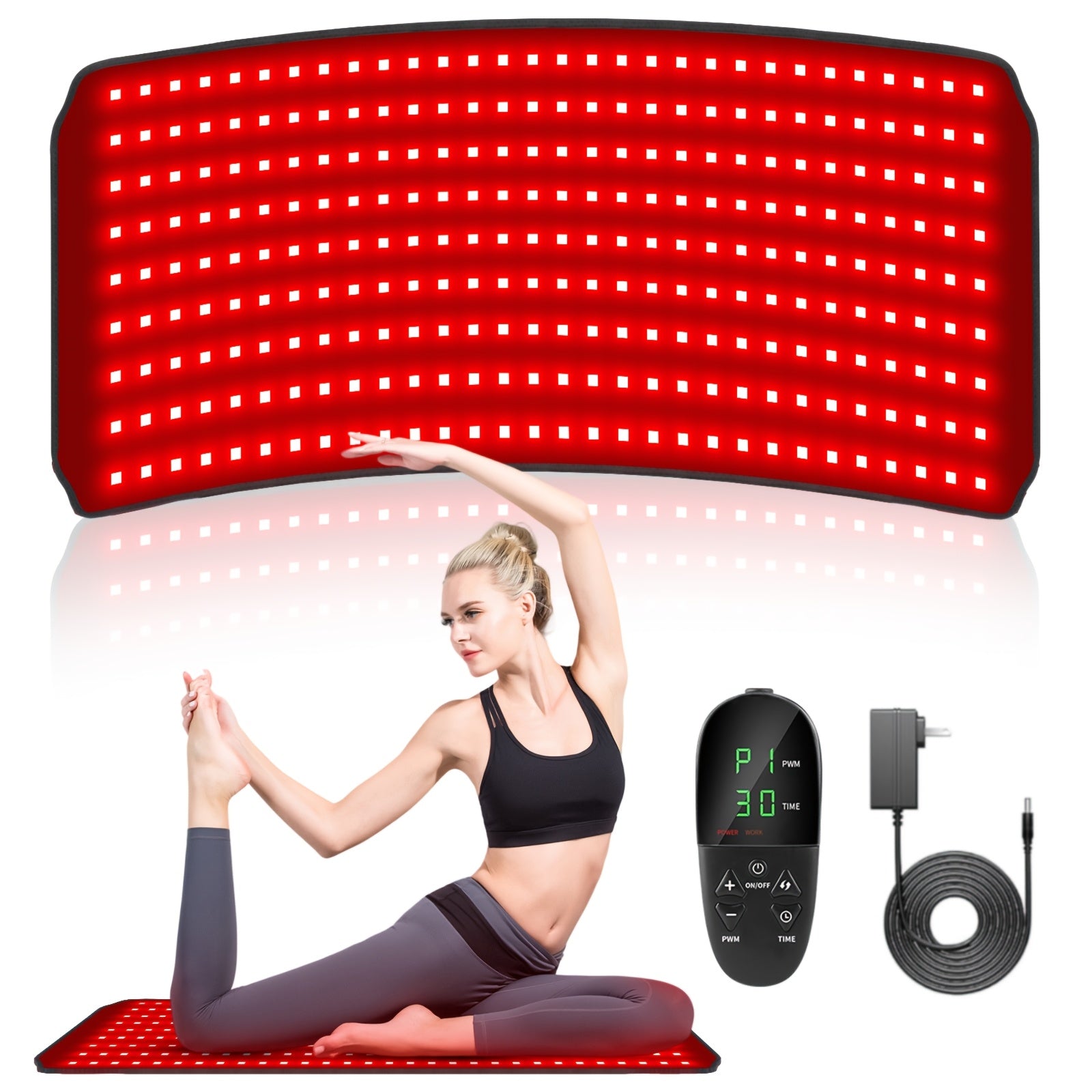 Wearable Red Light Therapy Mat with Timer, FDA‑Cleared, Adjustable for Arms, Legs, Back and Abdomen, Reduces Inflammation and Muscle Soreness