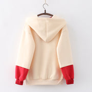 Strawberry Printed Fleece Padded Sweater For Girls