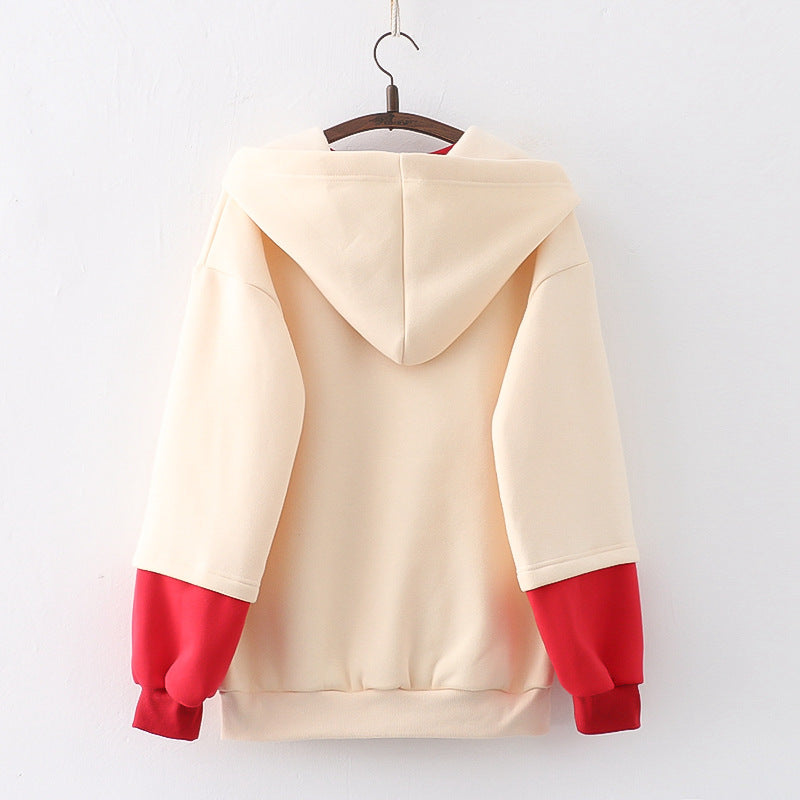 Strawberry Printed Fleece Padded Sweater For Girls
