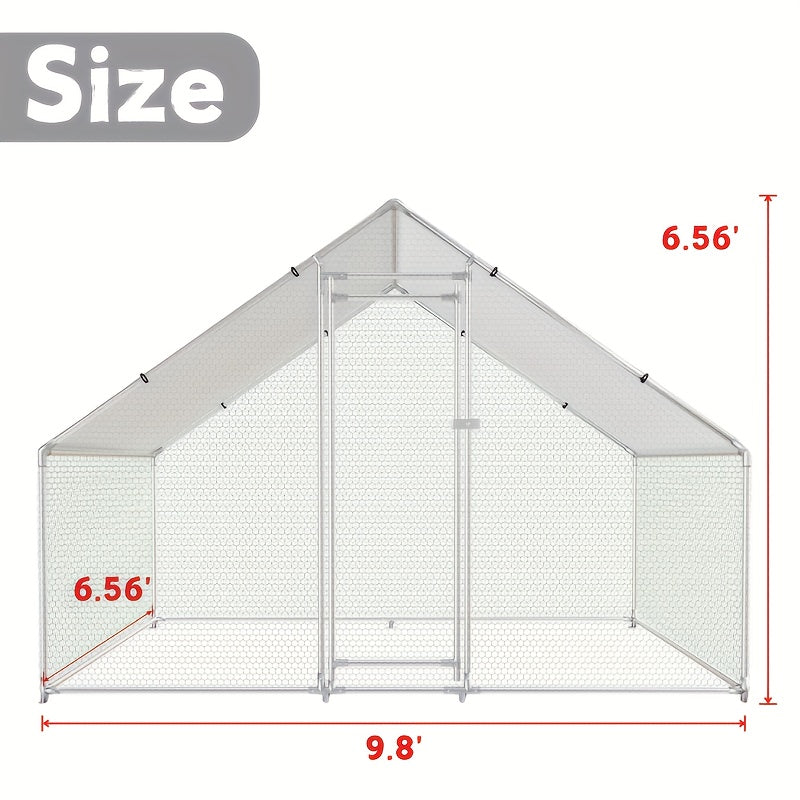 Large Walk-in Metal Chicken Coop with Waterproof and UV-proof Cover