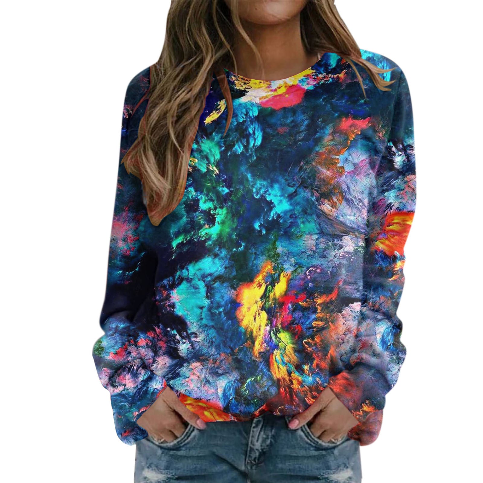 Stunning Starry Sky 3D Print Women's Round Neck Sweater