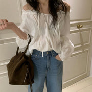 Womens Stylish Single-breasted Versatile Top With A Pure Yet Alluring Vibe