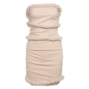 Fitted-waist Sleeveless Tube-top Sheath Mini Dress for Women