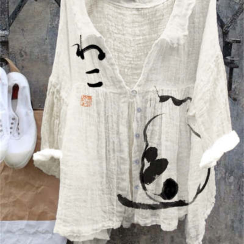 Fashionable Womens Printed Long-Sleeve Shirt