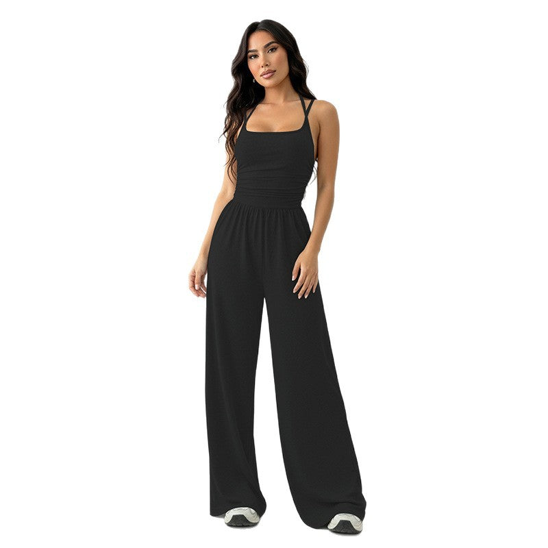 Strap Waist-Cinching Wide-Leg Jumpsuit For Women