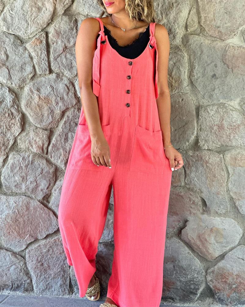 Fashion Casual Button Suspender Pants For Women