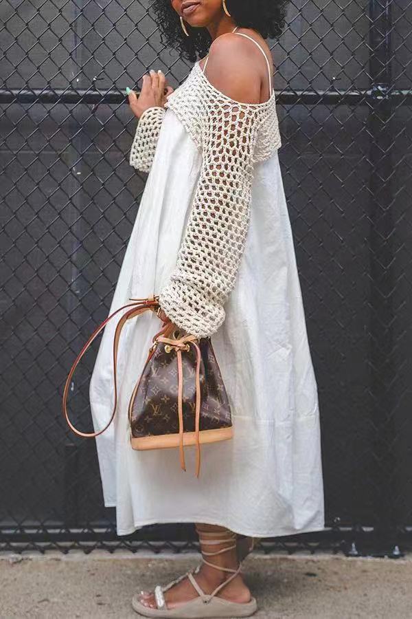 Sweater-cape Dress Two-piece Set