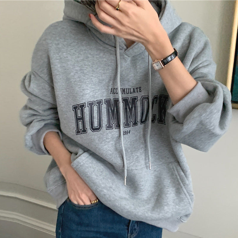 Korean Style Letter Print Loose Student Hoodie & Jacket