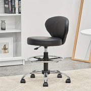 Black Drafting Chair with Adjustable Footrest, Swivel Base, Wheels and Thick Seat Cushion – Multi‑Purpose Office, Bar, Kitchen, Shop
