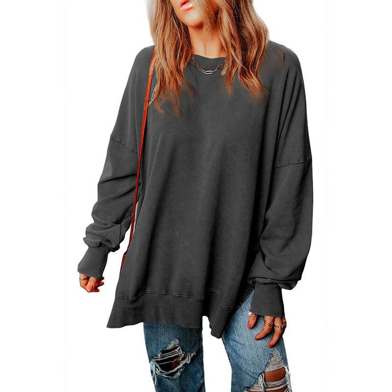 Women's Solid Loose Pullover Sweatshirt