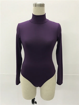 Women's 12-Color High Collar Slim Long Sleeve Jumpsuit
