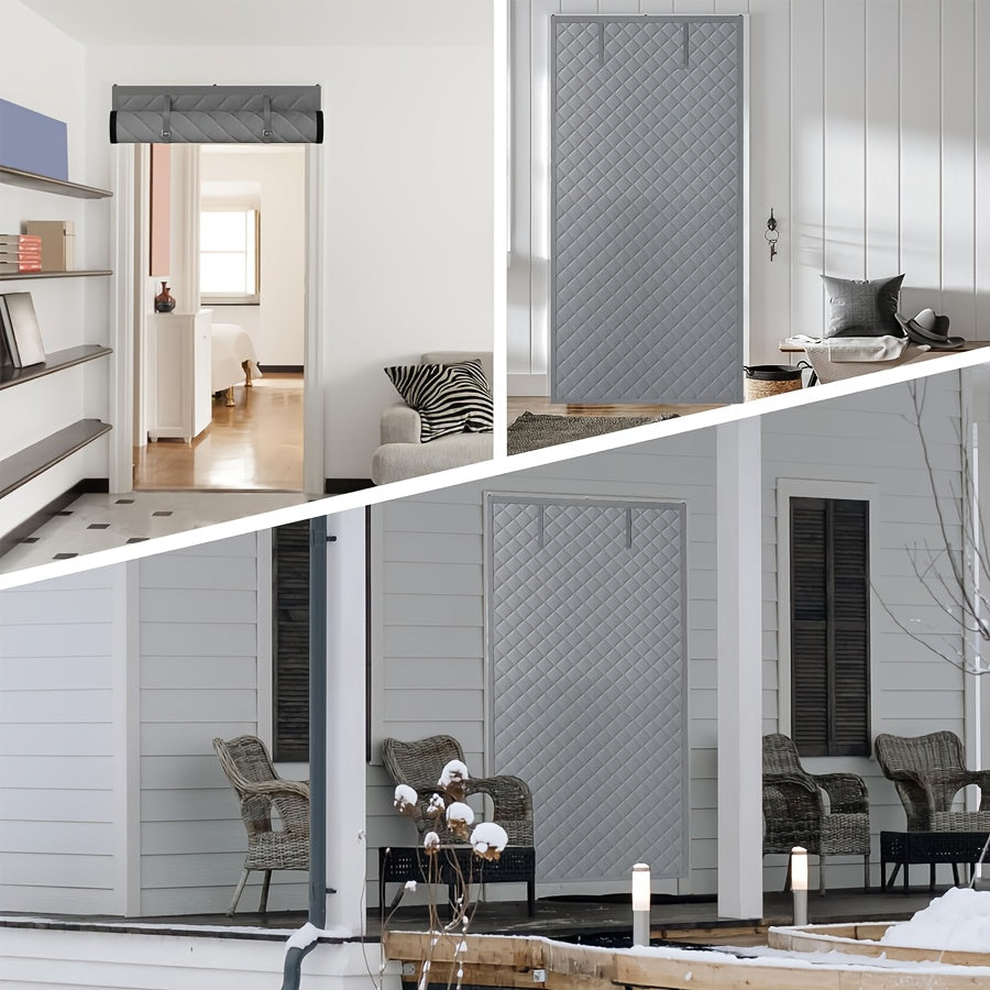 Roll-up Thick Insulated Door Curtain, Block Cold Wind Save Heating Cost, Dual Installation Windproof Thermal Door Drape for Yard Home Garage Balcony