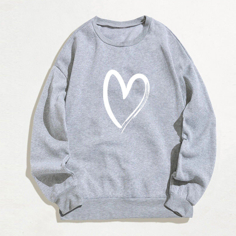 Women's Trendy Printed Heart Pullover Sweater
