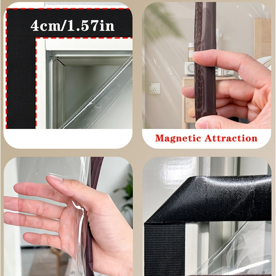 Summer Heat Insulation Magnetic Eva Door Curtain, Block High Temperature Keep Indoor Cool, Self Closing Windproof Energy Saving Anti Mosquito Screen Curtain for Household Indoor Door