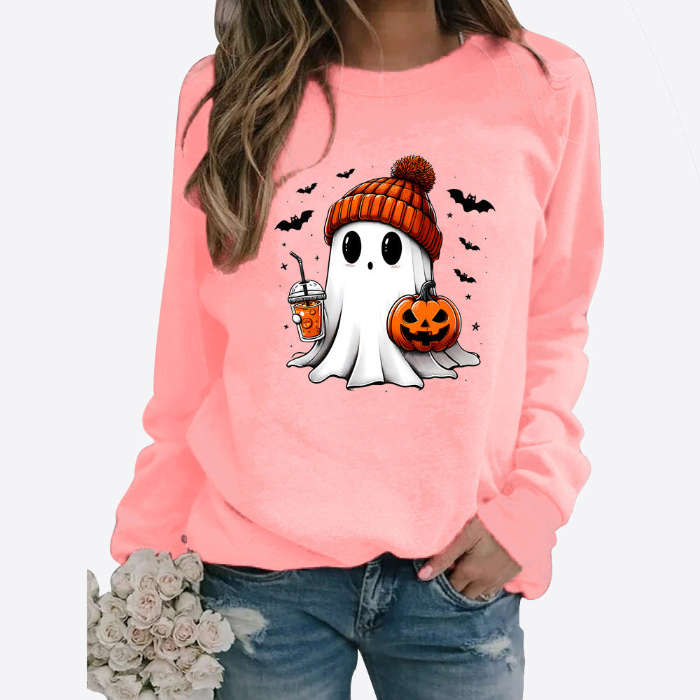 Halloween Print Long Sleeve Pullover Sweater