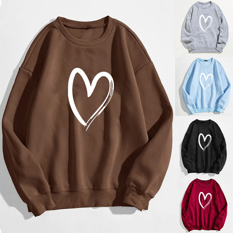 Women's Trendy Printed Heart Pullover Sweater