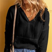 Cozy Solid Color Women's Pullover Hoodie with Pocket