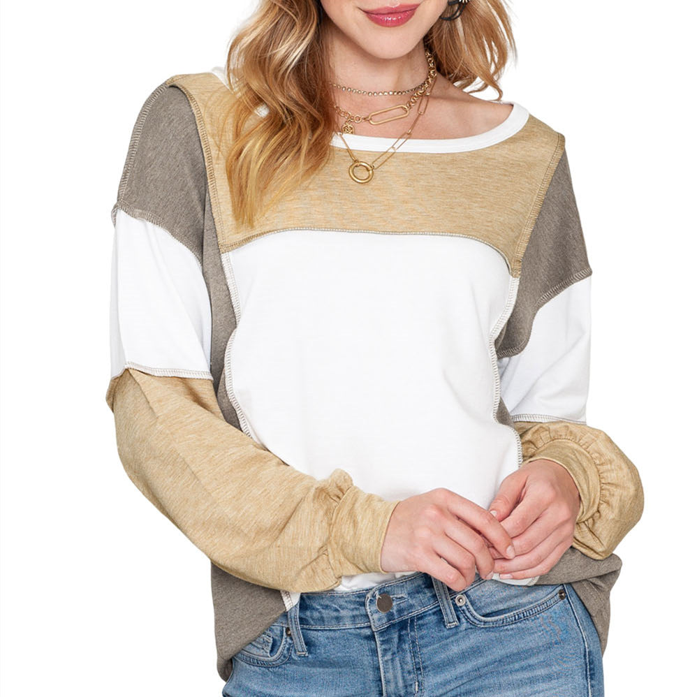 Cozy Colorblock Loose Pullover Casual Sweater