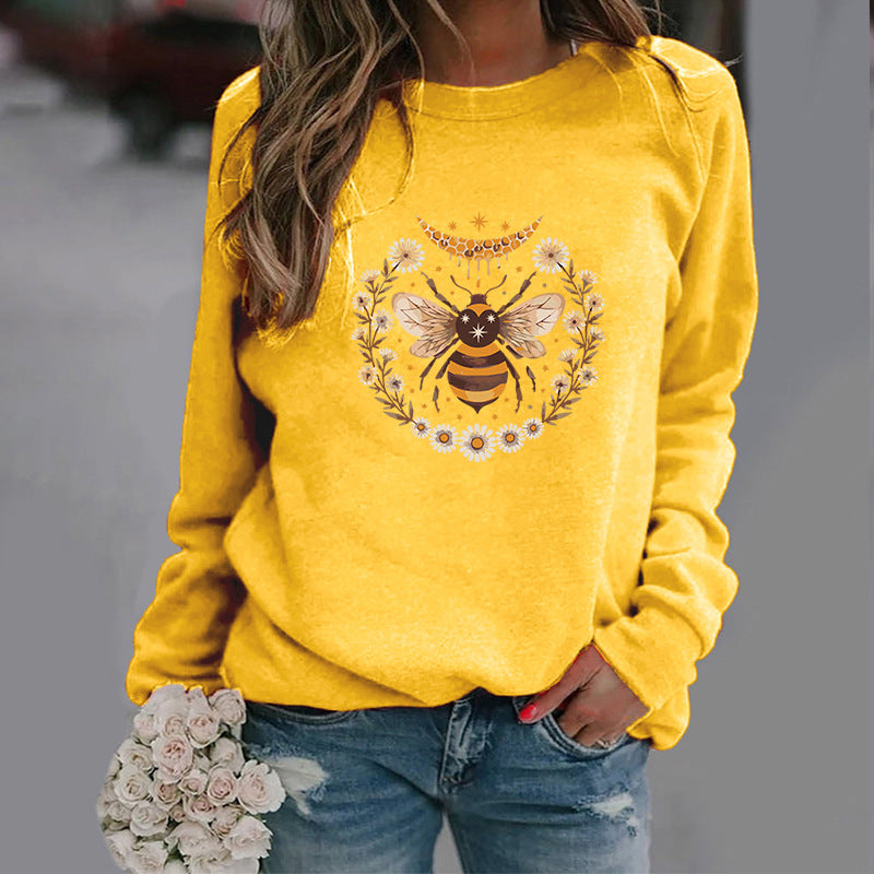 Trendy Moon Bee Round Neck Sweater for Women