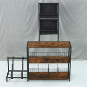 Multi‑Function Record Player Stand with Guitar Rack and Vinyl Storage Cabinet