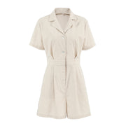 French Cotton Linen High-Waist Casual Jumpsuit