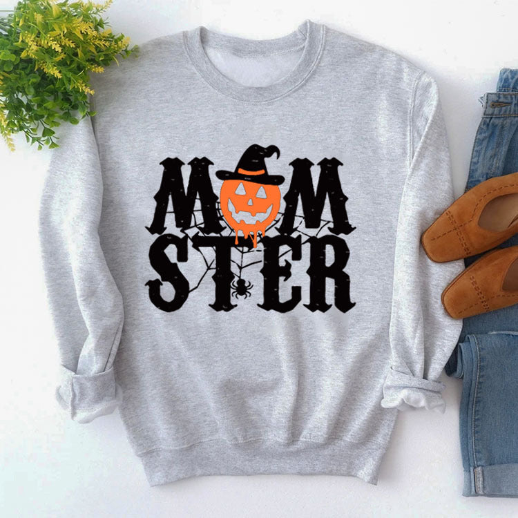MOM STER Cute Graphic Long Sleeve Pullover Sweatshirt