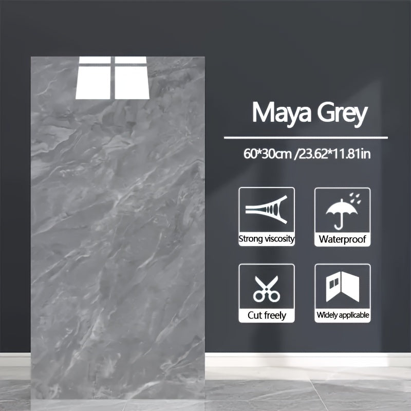 24pcs of Modern Marble Texture Vinyl Wall Tiles, High Gloss Self-Adhesive Decoration, Suitable for Kitchen and Bathroom- Crystal Decoration, Rectangular Space Theme, Easy to Install, Single Use Wall…