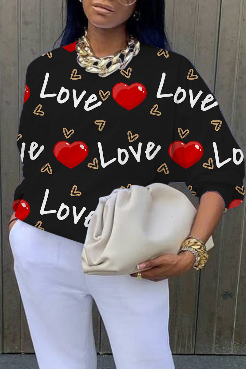 Chic Abstract Print Long Sleeve Pullover Sweater