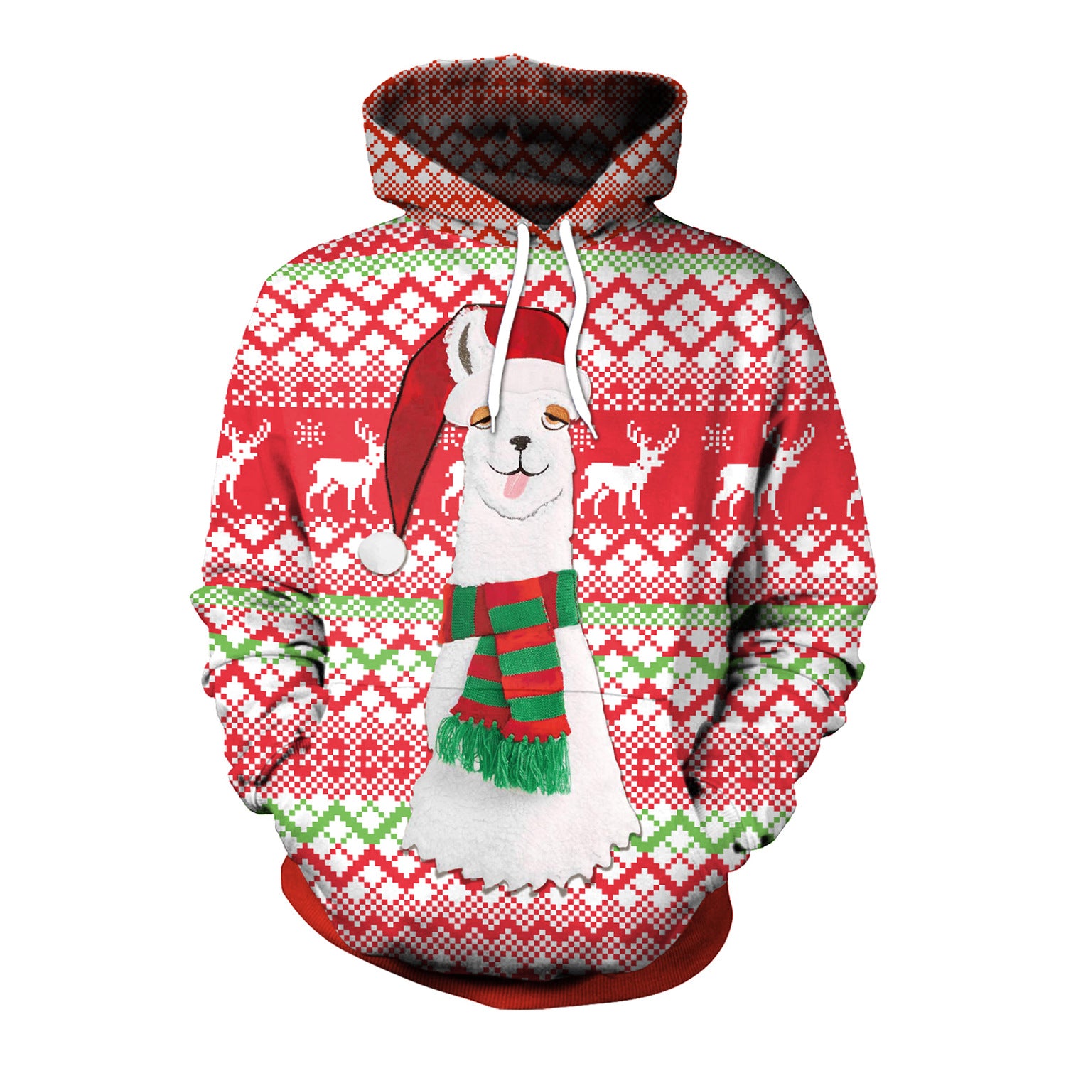 Women's Festive Christmas Hooded Digital Print Loose Sweatshirt
