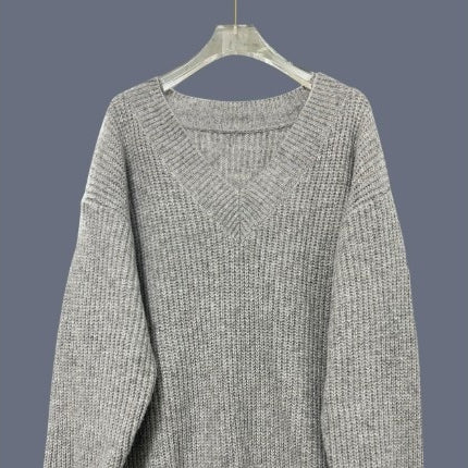 European and American Gray Sweater Women's Loose Gentle Soft Sweet