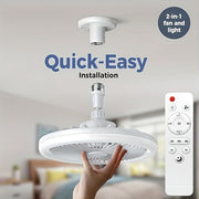 10-Inch Ceiling Fan Light with Remote Control - 50W Three-Speed Wind, Dimmable LED Bulb (3000K-6500K), Screw-In Installation, E26 Base, for Bedroom, Kitchen, Closet, Storage Room - Compatible with ...