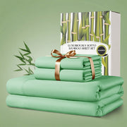 4 Pcs Bamboo Bed Sheet Set, 2200 TC Cooling Fabric, Bamboo Fitted Sheet Set, Extra 18"-24" Deep Pocket, Cooling & Breathable With Smooth Feel, Queen Size Sheets Ultra Soft For Hot Sleepers, Shrink,...