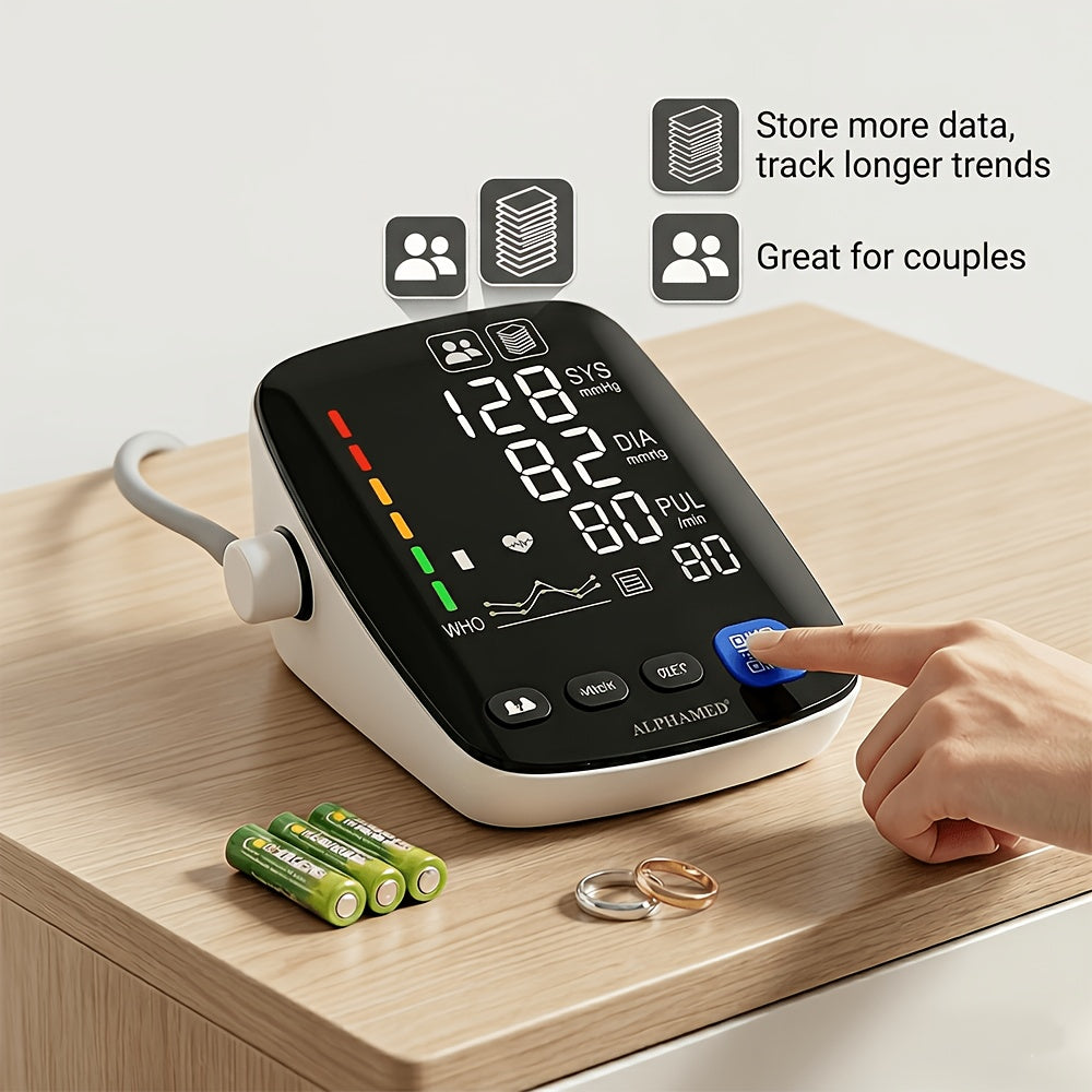 3-in-1 Upper Arm Blood Pressure Monitor with Large Display and Multi-User Memory