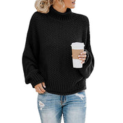 Elegant Knit Sweater with Chunky Yarn and a Turtleneck