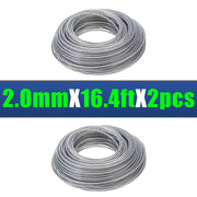 VARIEA-2 packages of-5 meters/196 inches, meter steel wire core nylon trimming lines, with diameters of 2.0/2.4/2.7/3.0/3.5mm, highly efficient and durable lawn mower ropes, lawn mower accessories