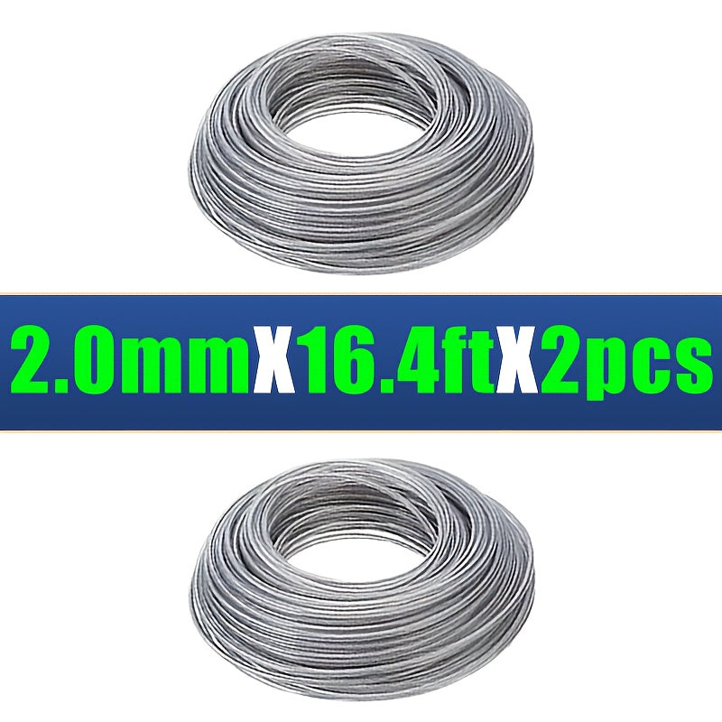 VARIEA-2 packages of-5 meters/196 inches, meter steel wire core nylon trimming lines, with diameters of 2.0/2.4/2.7/3.0/3.5mm, highly efficient and durable lawn mower ropes, lawn mower accessories