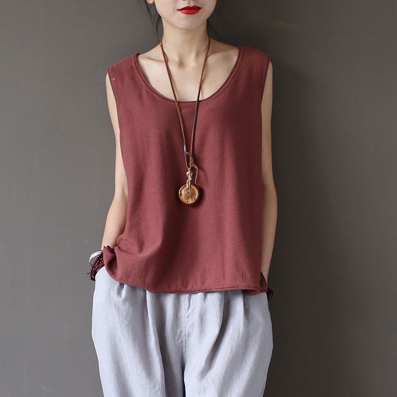 Distressed Artistic Women's Loose Cotton Vest