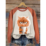 Women's 3D Cartoon Print Long Sleeve Raglan Sweater